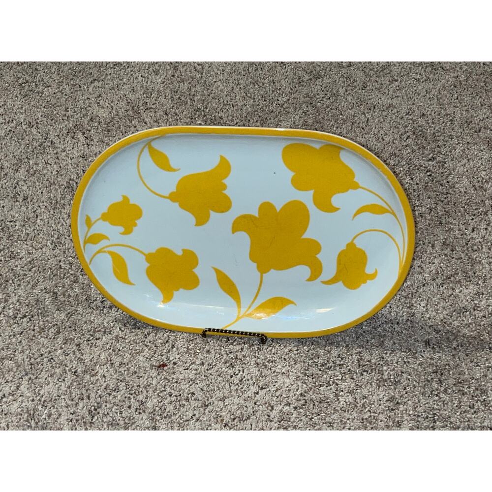 BLOCK Ginger Vista Alegre Hearthstone Serving Platter Yellow Floral l Vtg RARE